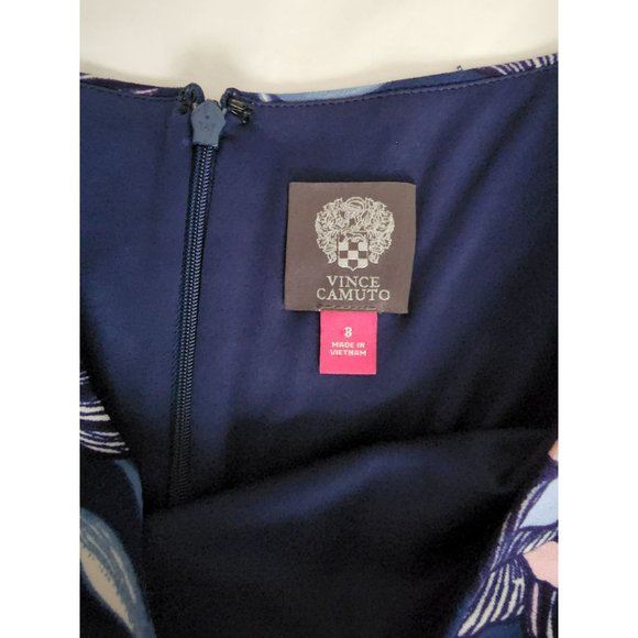 Vince Camuto Women's Floral Print 3/4 Sleeve Sheath Dress Navy Blue/Pink Size 8 - Picture 5 of 11